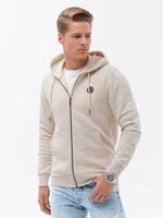 Ombre Unbuttoned men's HOODIE sweatshirt in pleasant knit fabric - cream melange