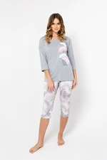 Women's pyjamas Dracaena 3/4 sleeve, 3/4 legs - melange/print