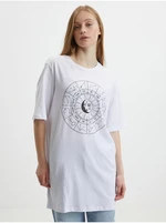 White Womens Extended Oversize T-Shirt Noisy May Zodiac - Women