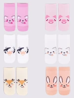 Yoclub Kids's Girls' Ankle Thin Cotton Socks Patterns Colours 6-Pack SKS-0072G-AA00-004