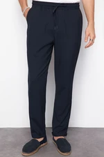 Trendyol Navy Blue Elastic Waist Slim Fit Double Leg Fabric Trousers