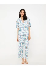 LC Waikiki Shirt Collar Patterned Short Sleeve Women's Pajama Set