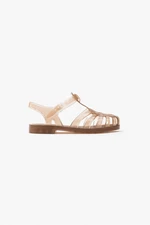 NİŞANTAŞI SHOES Anderline Jr. Earth Color Transparent Glittered Matte Belt Detail Children's Sandals