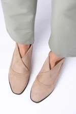 Mio Gusto Clarisse Beige Color Stretch Suede High-Top Women's Casual Flat Shoes