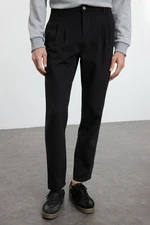 Trendyol Black Double Pleat Stitched Balloon Fit Woven Gabardine Trousers