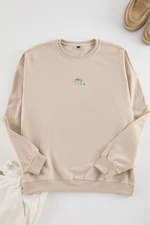 Trendyol Stone Crew Neck Long Sleeve Sweatshirt