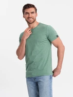 Ombre BASIC men's t-shirt with decorative pilling effect - green