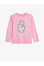 Koton T-Shirt Long Sleeve Crew Neck Unicorn Printed Cotton