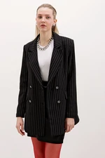 Bigdart Women's Black Double Buttoned Striped Blazer Jacket 0699