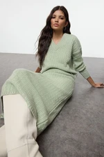 Trendyol Mint Wool Hair Knitted Knitwear Top-Top Set