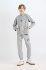 DEFACTO Boy's Printed Tracksuit Bottoms with Elastic Waistband