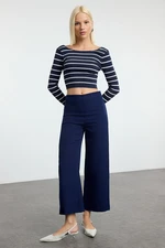 Trendyol Navy Blue Culotte Pattern Woven Trousers