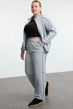 Trendyol Curve Grey Knitted Plus Size Top-Bottom Set