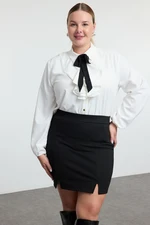 Trendyol Curve Ecru Woven Shirt with Removable Bow