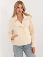 Light beige double-breasted coat with a collar