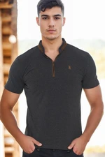 T8571 DEWBERRY ZIPPERED MEN'S T-SHIRT-OPEN ANTHRACITE