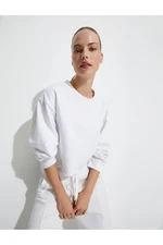 Koton Oversize Crop Sweatshirt Raised Basic Long Sleeve Cotton