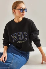 Bianco Lucci Women's NYC Printed Three Thread Raised Sweatshirt