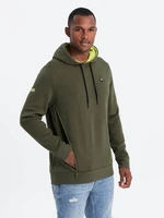 Ombre Men's hoodie with zippered pocket - olive