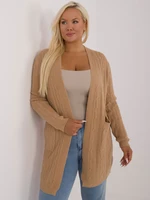 Brown large women's cardigan with viscose