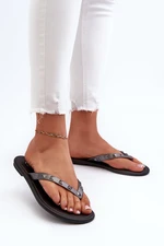 Women's Flat Flexible Flip-Flops ZAXY Grey-Black