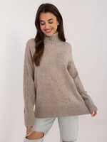 Dark beige turtleneck with cuffs