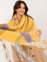 Dark yellow thick women's scarf with fringe