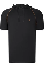 T8570 DEWBERRY HOODED MEN'S T-SHIRT-PLAIN BLACK