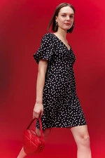 DEFACTO Cool Polka Dot V Neck Short Sleeve Mini Dress