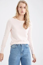 DEFACTO Regular Fit Crew Neck Extra Soft Cashmere Textured Basic Sweater