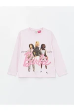 LC Waikiki Crew Neck Barbie Printed Long Sleeve Girls T-Shirt