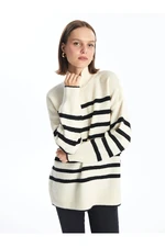 LC Waikiki LCW Vision Half Turtleneck Striped Long Sleeve Oversize Women's Knitwear Sweater