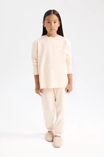 DEFACTO Girls Pajama Set Long Sleeve Top Elastic Waist Bottom