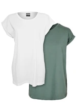 Women's T-shirt with extended shoulder 2-pack white+pale