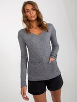 Dark grey women's classic sweater with neckline