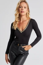 Cool & Sexy Women's Black V-Neck Blouse