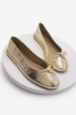 Marjin Women's Foldable Ballerinas with Bow Detail Linsar Gold