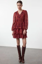 Trendyol Burgundy Ethnic Mini Woven Dress