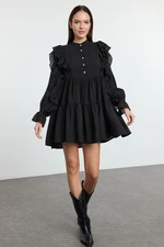 Trendyol Black Plain Lace Detailed Mini Woven Dress