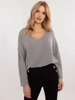 Grey oversize sweater with neckline