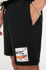 Trendyol Black Regular Cut Medium Length City Printed Shorts