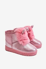 Girls' Snow Warm Boots with Fur Ears Pink Betty