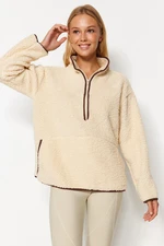 Trendyol Ecru Plush Knitted Sports Sweatshirt