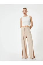 Koton Wide Leg Trousers with Cap, Tie Detail, Elastic Waist