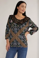 MONNARI Woman's Blouses Patterned Blouse With Lace Multi Black