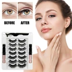 7Pairs Magnetic Eyelashes False Lashes With 2 Magnetic Lashes Repeated Use Eyelashes Waterproof Liquid Eyeliner With Tweezer