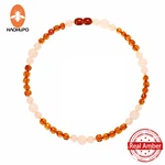 HAOHUPO Top Hot Quality Fashion Nature Stone Baltic Amber Necklace Jewelry Color Necklace Handmade Girls Necklace Baby teething