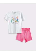 LC Waikiki Lcw Kids Crew Neck Printed Short Sleeve Girls T-Shirt And Shorts Set