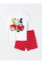 LC Waikiki Crew Neck Short Sleeve Mickey Mouse Printed Baby Boy Shorts Pajama Set