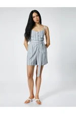 Koton Linen Blend With Shorts and Overalls With Straps and Belt